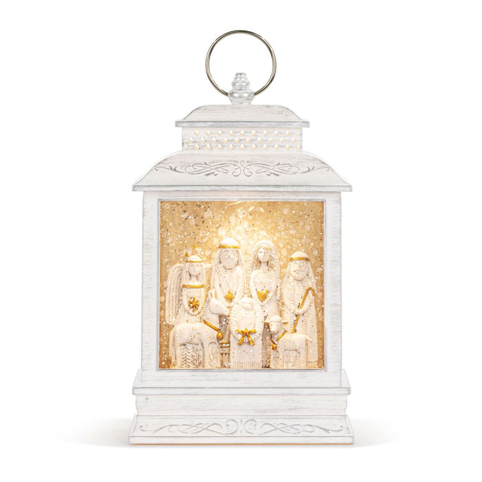 Nativity Figures Lit Musical Silver Snow Globe