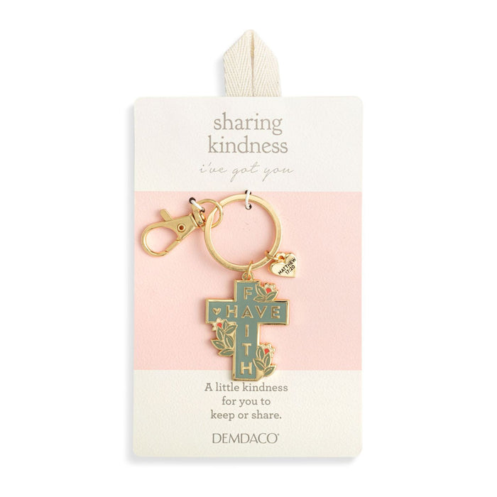 Sharing Kindness Cross Keychain