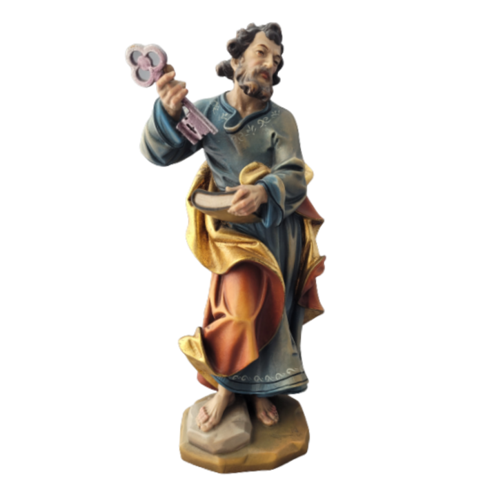 ST PETER - 12" HAND CARVED WOOD - BAROQUE