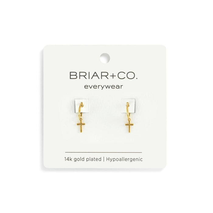 Gold Cross Huggie - 7.75mm