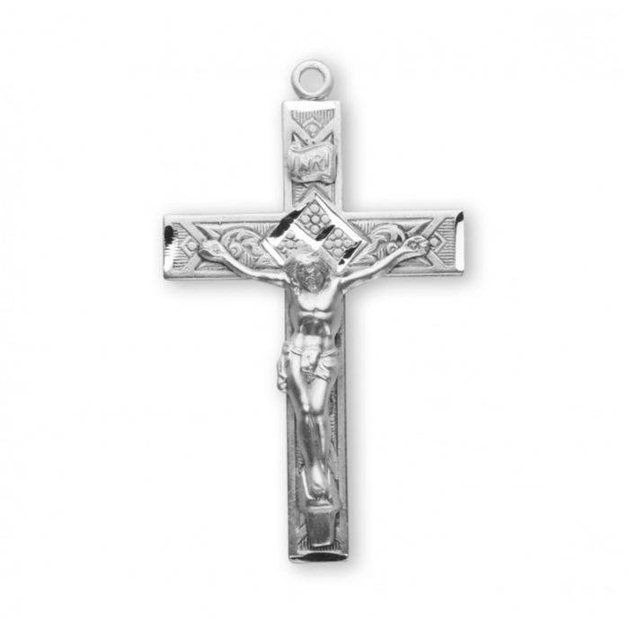 CRUCIFIX - 1.6" STERLING SILVER DETAILED - 24" CHAIN