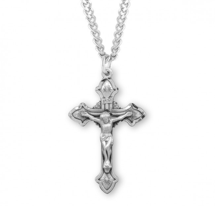 CRUCIFIX - 1.5" STERLING SILVER FLARED ENDS - 18" CHAIN
