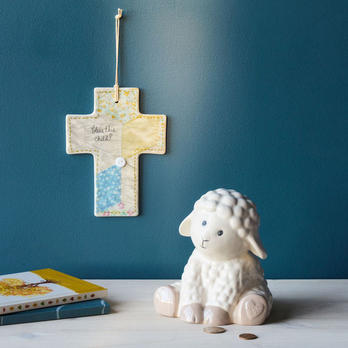 Ceramic Lamb Bank 6x6.5x6in