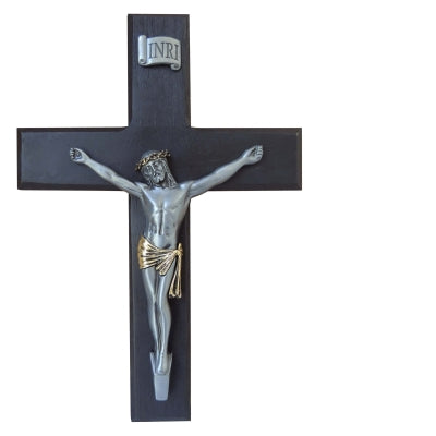 WALL CRUCIFIX 10" BLACK WITH TWO TONE CORPUS