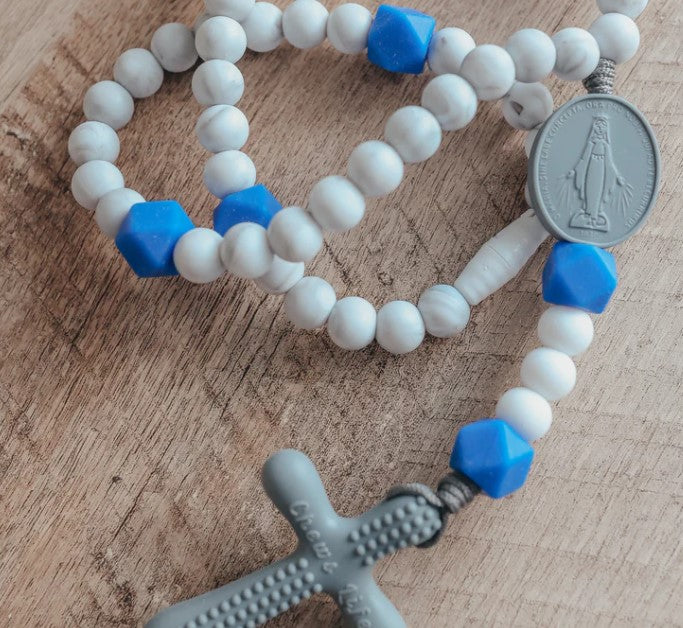Baby Rosary Archangel Gray/White/Navy Silicone