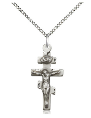 BYZANTINE CRUCIFIX - SS ON 20" CHAIN