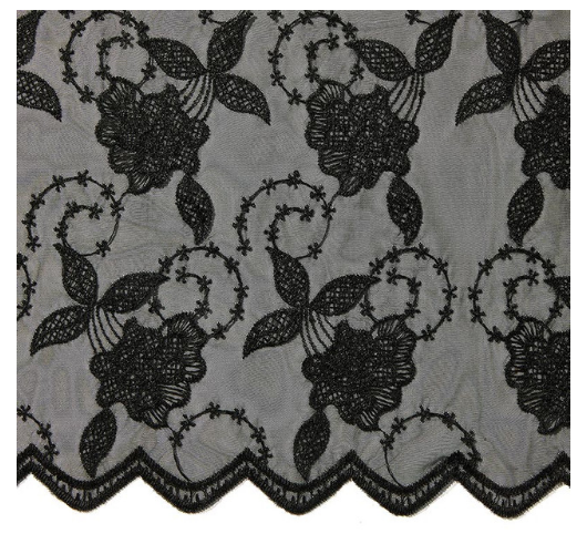 Black Scallop Floral Chapel Veil