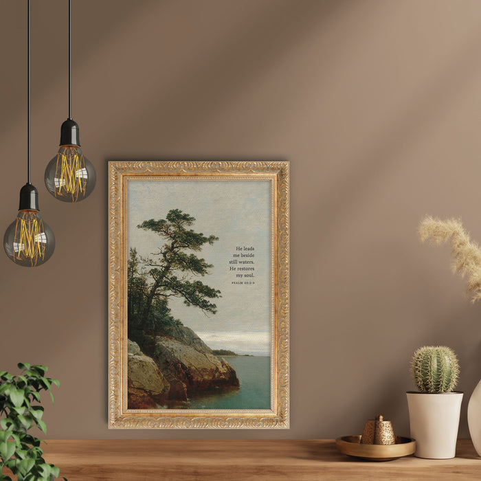 He Leads Me Beside Still Waters Framed Art