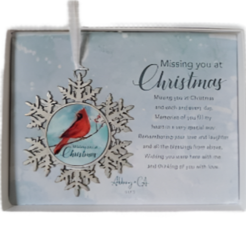 Ornament "Missing You at Christmas" with Cardinal