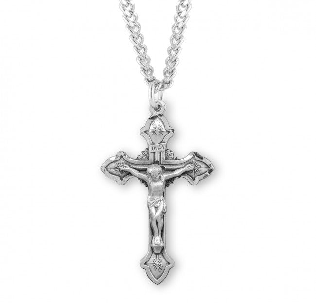CRUCIFIX - 1.5" STERLING SILVER FLARED ENDS - 18" CHAIN