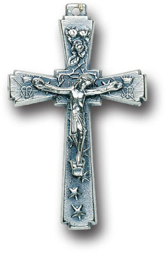 CRUCIFIX MEDAL - 1.5" CROWNS & STARS