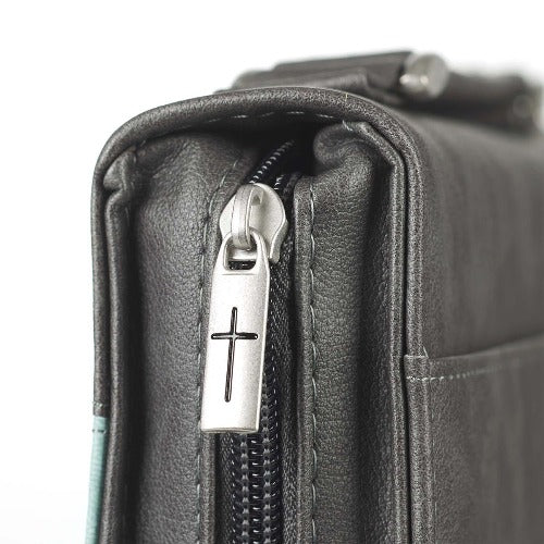 Bible Cover (M) "All Things Possible" Light Blue