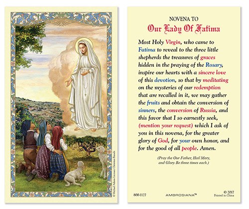 Novena to Our Lady of Fatima Holy Card