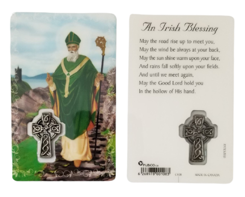 ST PATRICK - MEDAL on PRAYER CARD