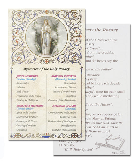 MYSTERIES OF ROSARY PAPER HOLY CARD