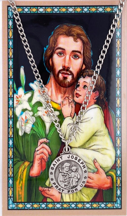 ST JOSEPH ROUND MEDAL and PRAYER CARD SET