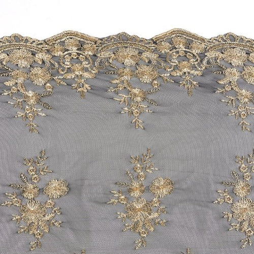 CHAPEL VEIL - BLACK - GOLD FLORAL EMBROIDERY