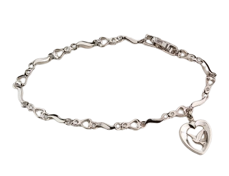 BRACELET - HOLY SPIRIT IN HEART MEDAL WITH CZs