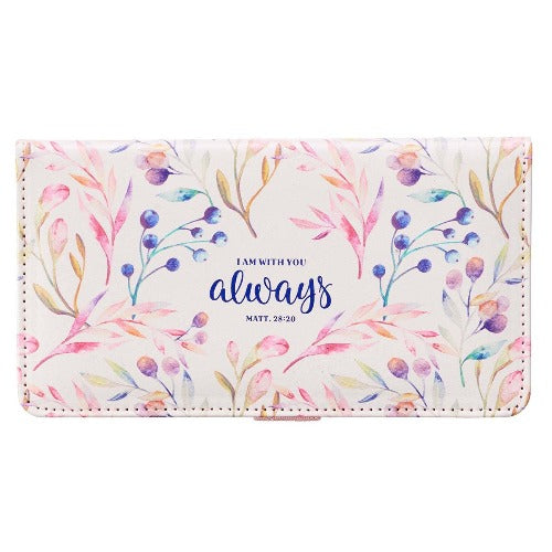 Checkbook Cover "I Am Always With You" Pink Floral