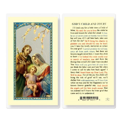 GOD'S CHILD AND YOURS HOLY FAMILY IMAGE HOLY CARD