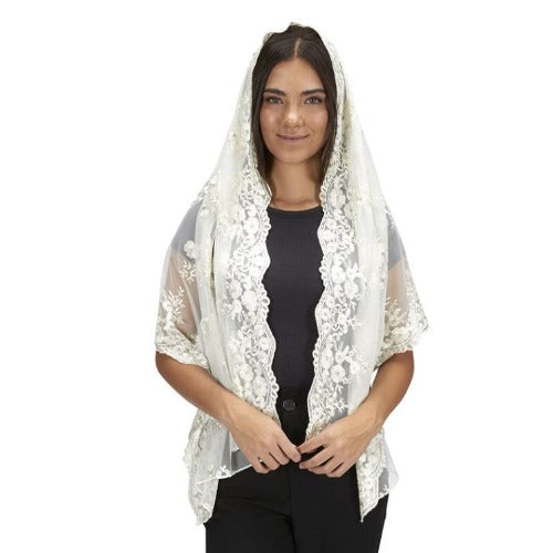 CHAPEL VEIL - TWO TONE IVORY LACE