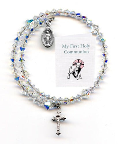 ROSARY BRACELET- CLEAR WRAP-A-ROUND STERLING SILVER - GIFT BOX
