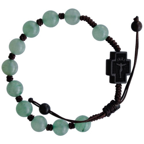 ROSARY BRACELET - 8MM GREEN JADE & JUJUBE - CORDED