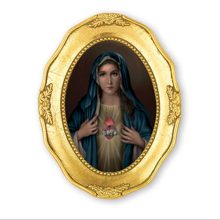 Immaculate Heart of Mary in Gold Leaf Oval Frame