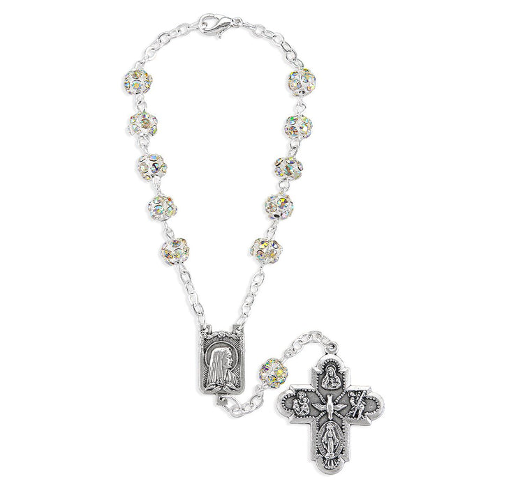 Auto Rosary 6mm Rhinestone Crystal Beads with Four Way