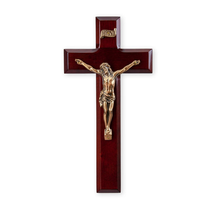 9" Cherry Crucifix with Museum Gold Tone Corpus