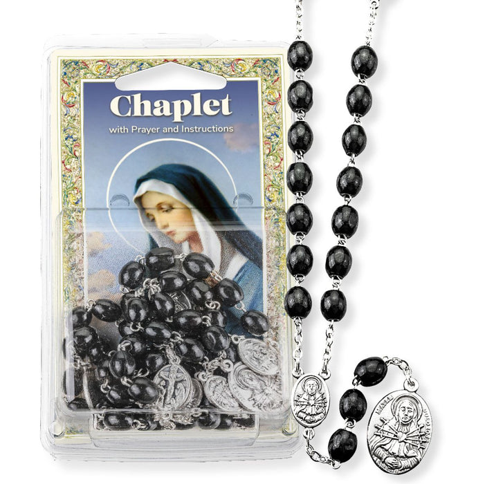 Seven Dolores Black Wood Beads Chaplet