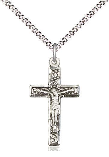 Crucifix Swirl Design Sterling Silver on 18" Chain