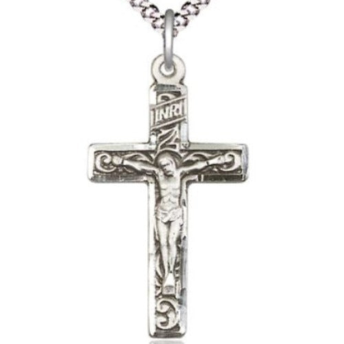 Crucifix Swirl Design Sterling Silver on 18" Chain