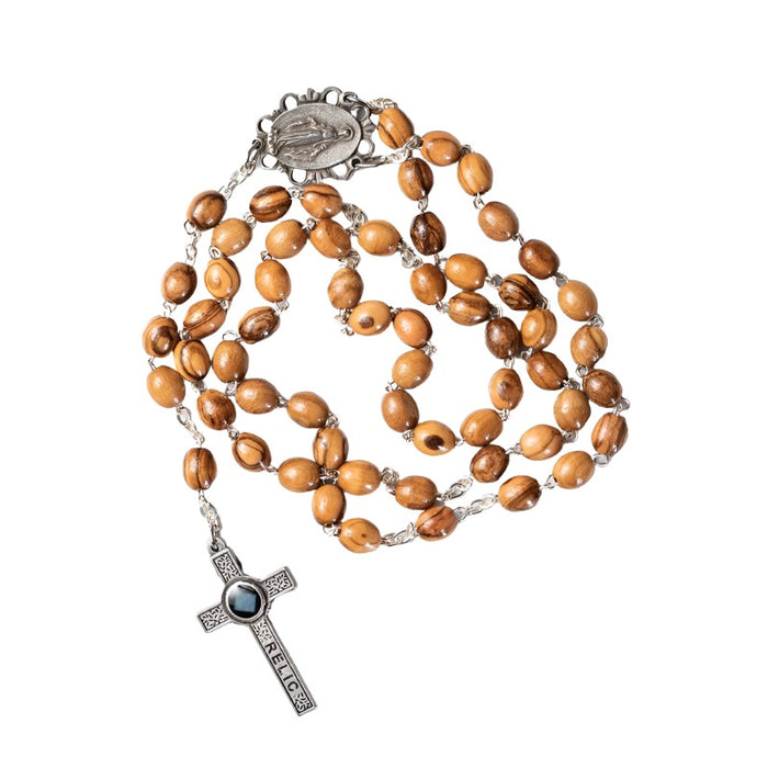 Rosary Olive Wood Beads with Relic