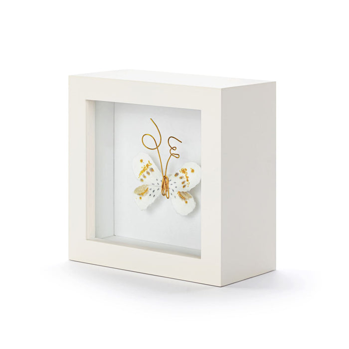 Love From Above White &  Gold Butterfly Shadow Box