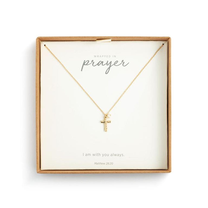 Wrapped in Prayer Necklace Gold Dainty Cross