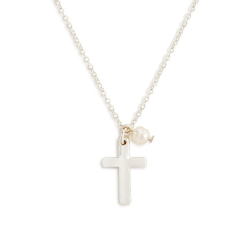 Wrapped in Prayer Necklace Silver Dainty Cross