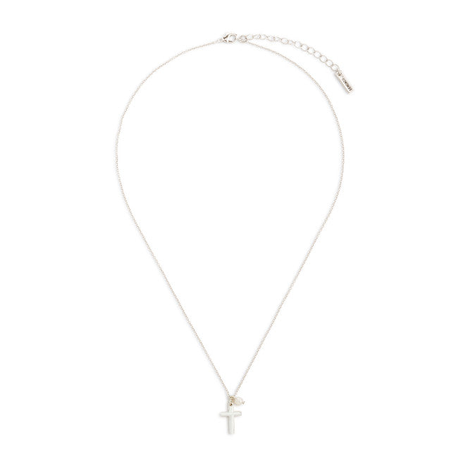 Wrapped in Prayer Necklace Silver Dainty Cross