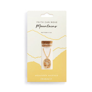 Faith Can Move Mountains Mustard Seed Necklace Gold Tone