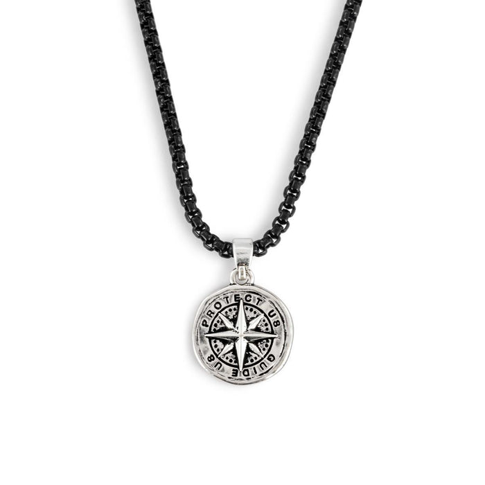 Men's Compass Black Necklace