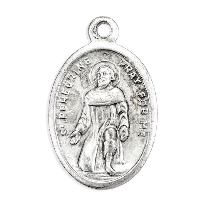 St Peregrine Medal 1" Oval Antiqued Silver Oxidized