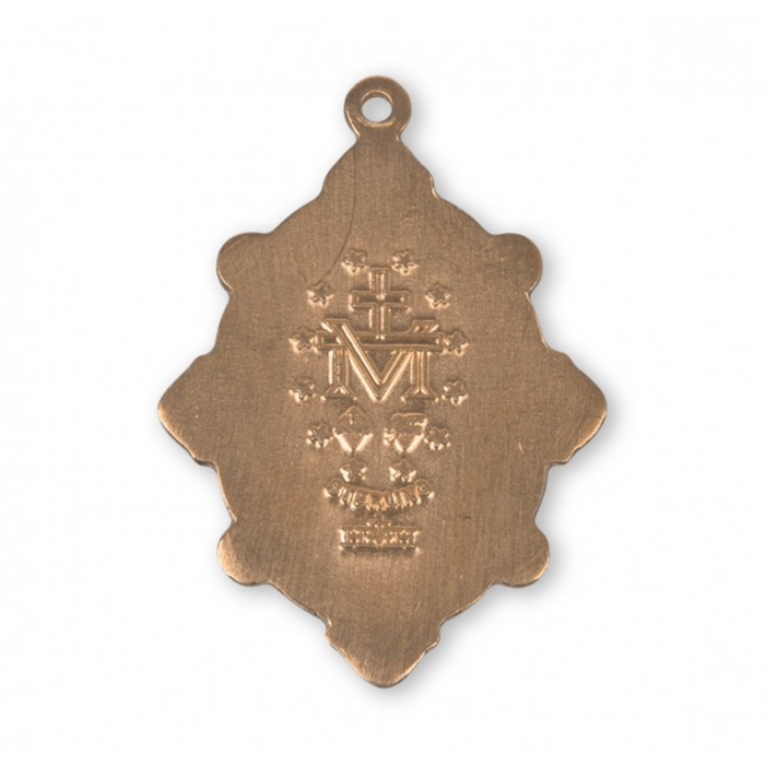 MIRACULOUS MEDAL - 1" GOLD OVER STERLING 8 AUSTRIAN CRYSTALS - 18" CHAIN