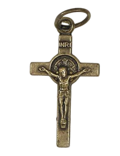 CRUCIFIX MEDAL -  ST BENEDICT - BRONZE