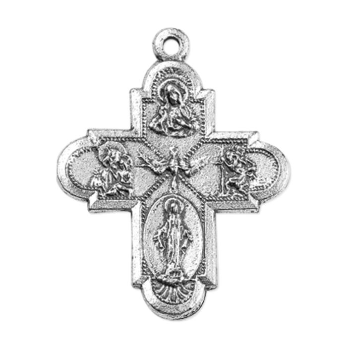 1 1/8" Four Way Cruciform Medal in Antique Silver Finish