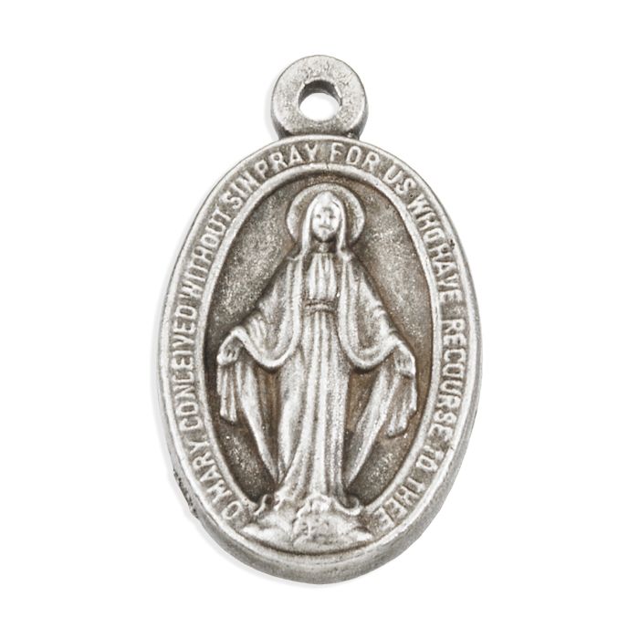 Miraculous Medal 0.81" in Antiqued Silver Finish