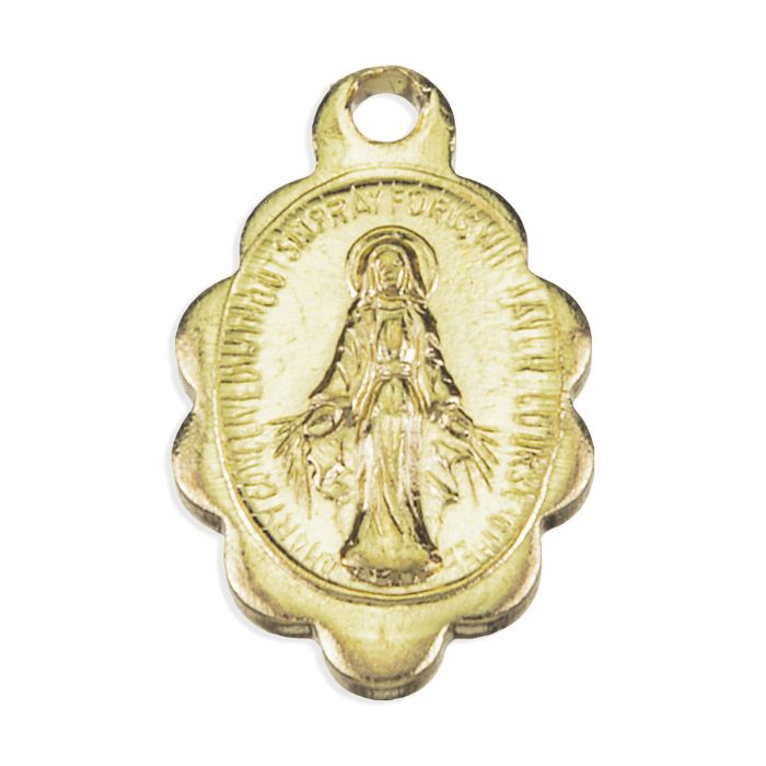 Miraculous Medal Scalloped 0.62" Gold Tone Aluminum