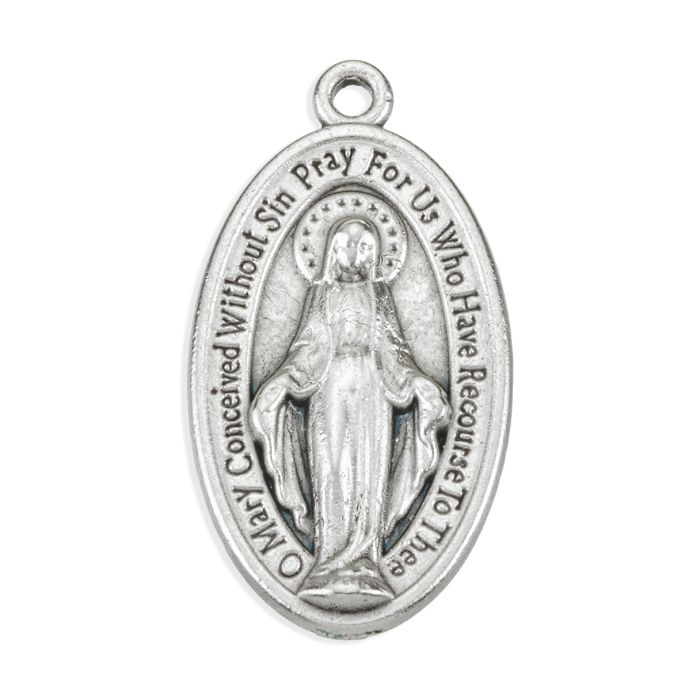 Miraculous Medal 1.12" in Antiqued Silver Oxidized Finish
