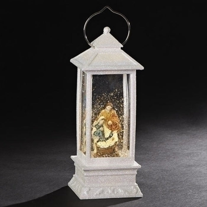 Lantern in White Holy Family 11" Lighted Snow Globe