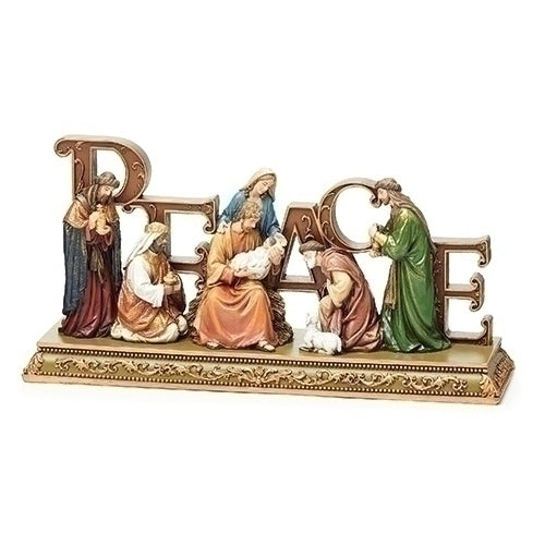 NATIVITY "PEACE" TABLETOP DÉCOR - 6" POLYRESIN