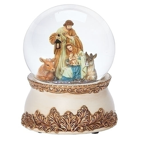 Musical Snow Globe Nativity with Animals 5.7"